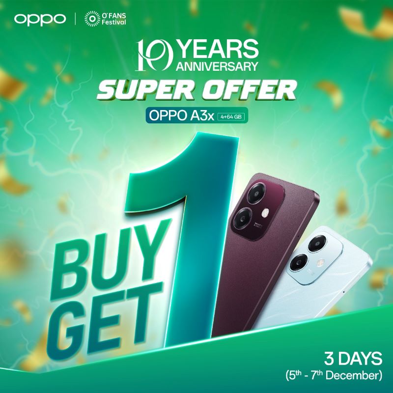 অপোর এ৩এক্স হ্যান্ডসেটে মূল্যছাড় ও বাই ওয়ান গেট ওয়ান অফার